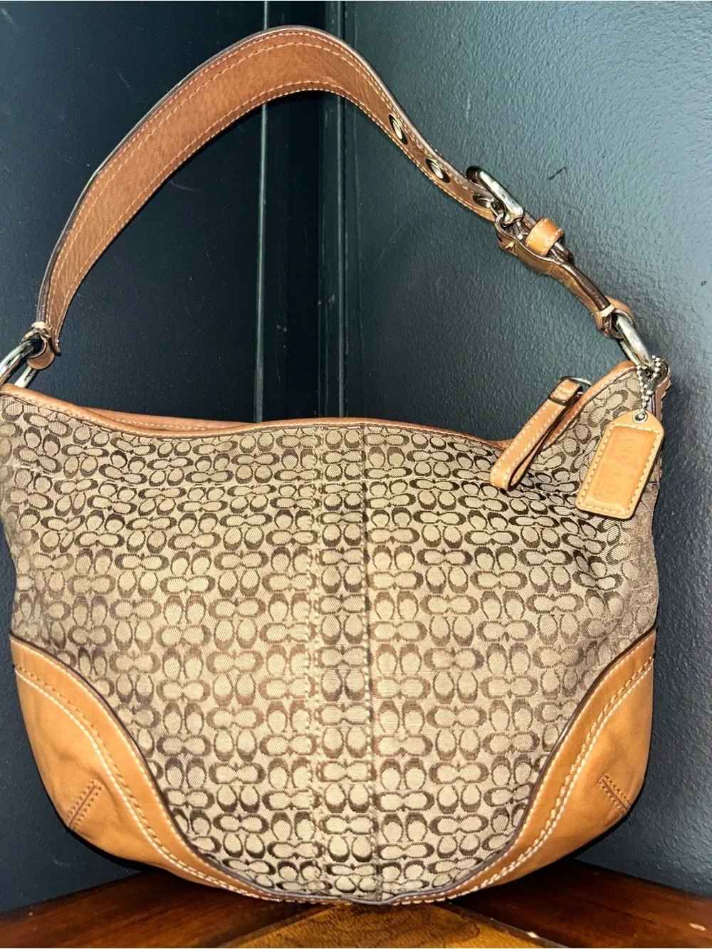 Coach 2007 Y2K Mini Kissing C Signature Monogram Tan Soho Hobo Shoulder Bag - Picture 15 of 15